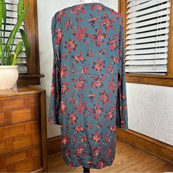 Madewell | Floral Print Easy Dress Long Sleeve Button Front Size L - Picture 11 of 15